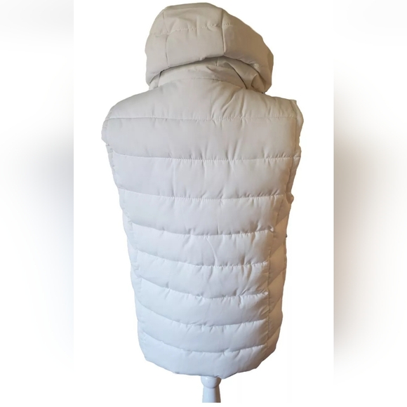 NWOT DENIM 90 White Puffer Vest Removable Hood Gorpcore Unisex Large - Picture 6 of 12